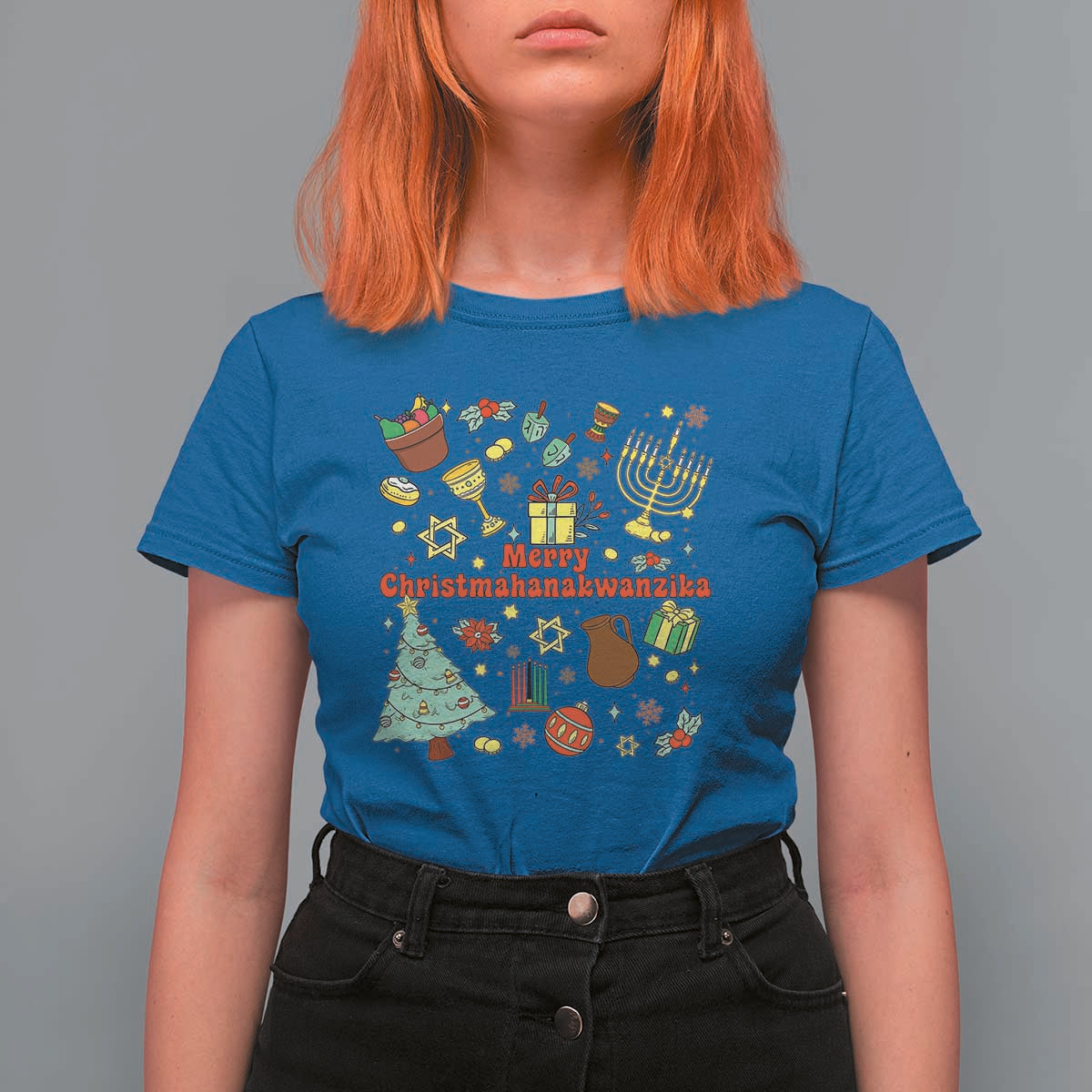 Merry Christmahanakwanzika T Shirt For Women Funny Winter Holiday Gift - Wonder Print Shop