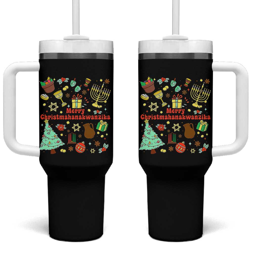 Merry Christmahanakwanzika Tumbler With Handle Funny Winter Holiday Gift - Wonder Print Shop