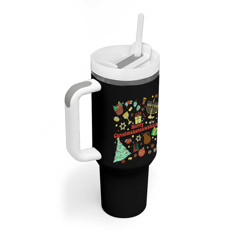 Merry Christmahanakwanzika Tumbler With Handle Funny Winter Holiday Gift - Wonder Print Shop