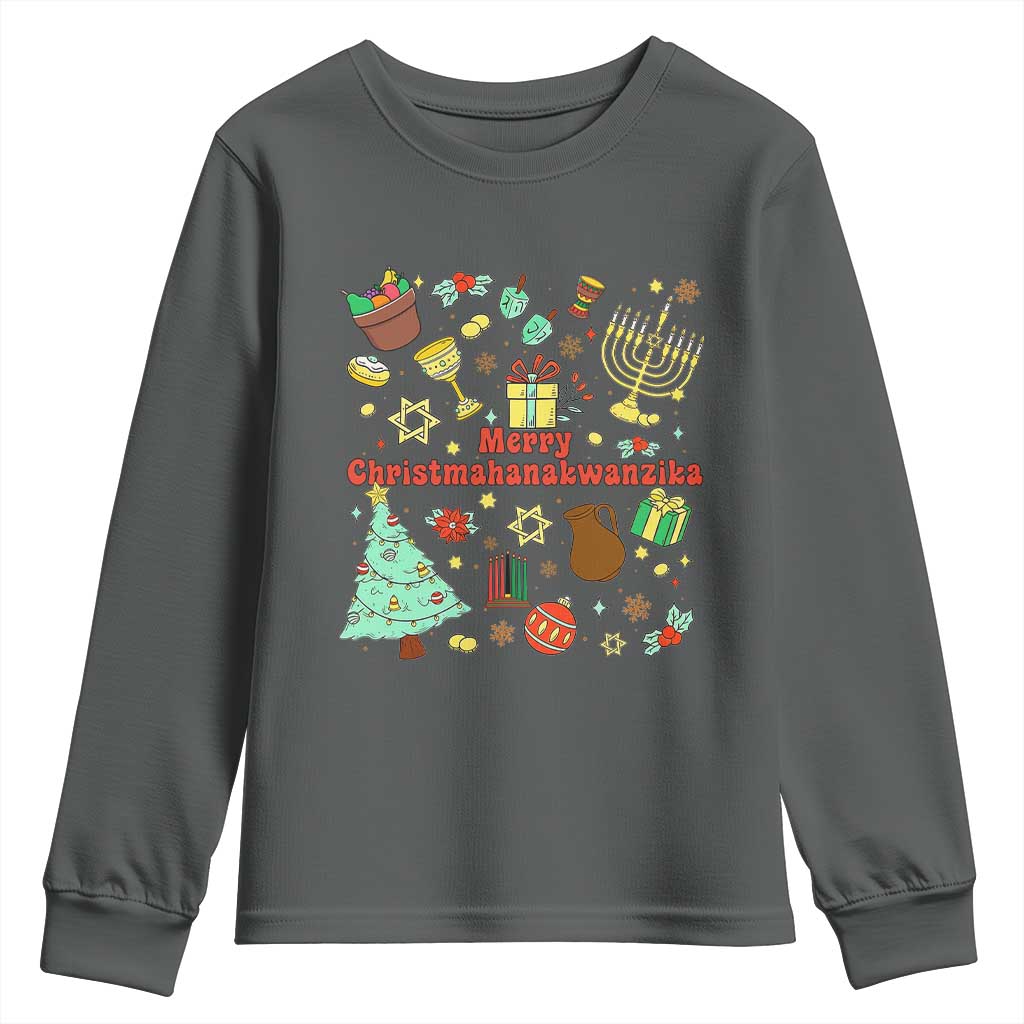 Merry Christmahanakwanzika Youth Sweatshirt Funny Winter Holiday Gift - Wonder Print Shop