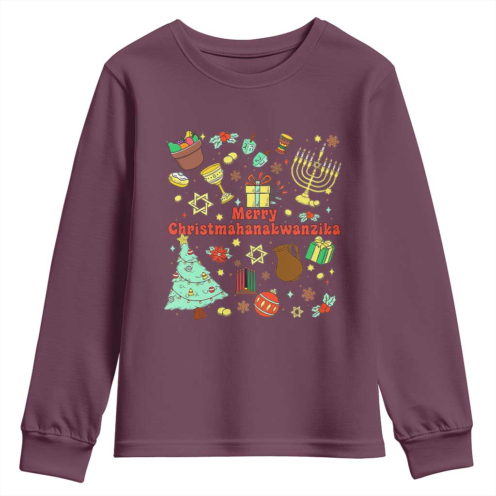 Merry Christmahanakwanzika Youth Sweatshirt Funny Winter Holiday Gift - Wonder Print Shop