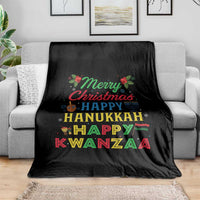 Merry Christmas Hanukkah Kwanzaa Throw Blanket Funny Holiday Gift - Wonder Print Shop