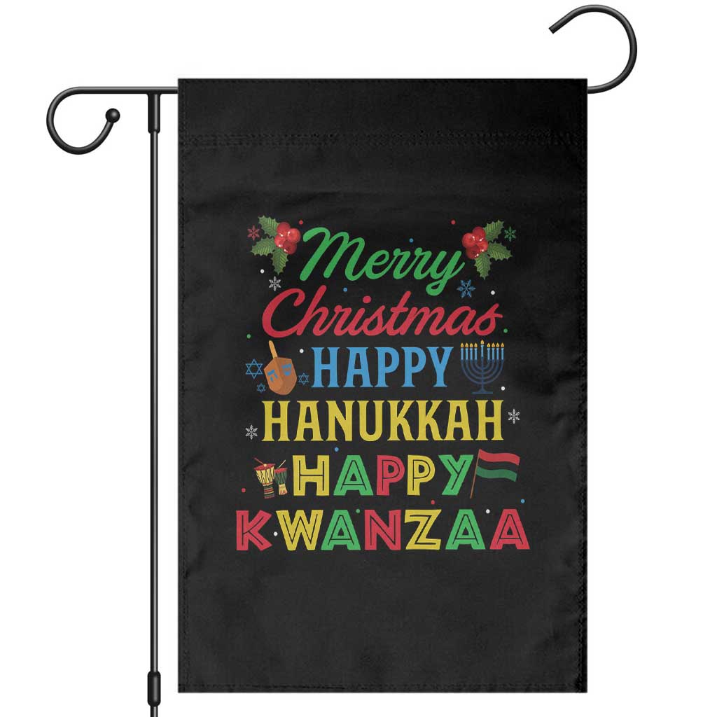 Merry Christmas Hanukkah Kwanzaa Garden Flag Funny Holiday Gift - Wonder Print Shop