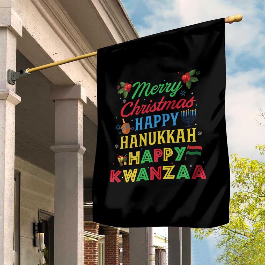 Merry Christmas Hanukkah Kwanzaa Garden Flag Funny Holiday Gift - Wonder Print Shop