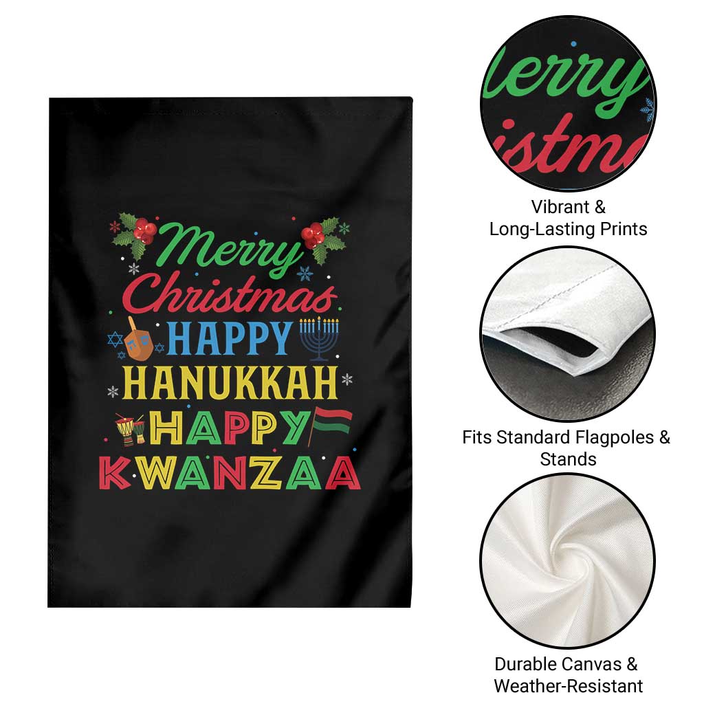 Merry Christmas Hanukkah Kwanzaa Garden Flag Funny Holiday Gift - Wonder Print Shop