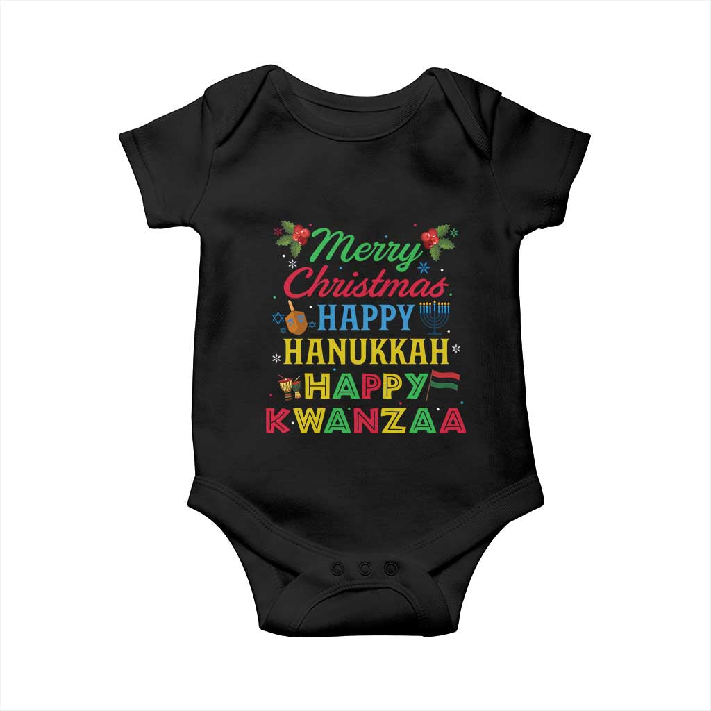 Merry Christmas Hanukkah Kwanzaa Baby Onesie Funny Holiday Gift - Wonder Print Shop