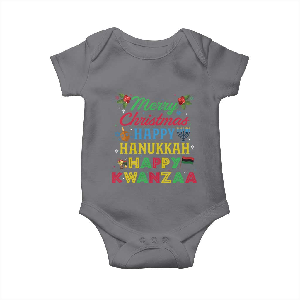 Merry Christmas Hanukkah Kwanzaa Baby Onesie Funny Holiday Gift - Wonder Print Shop