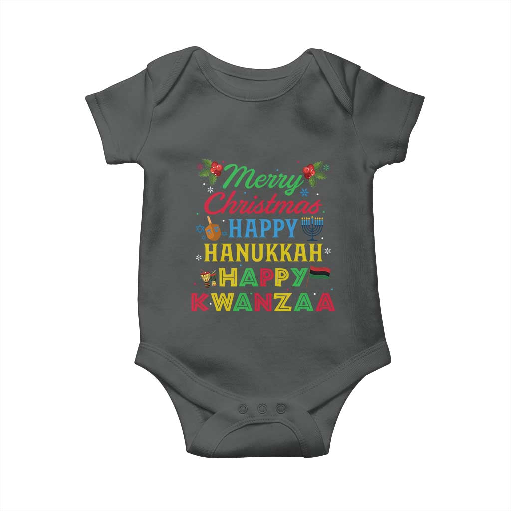 Merry Christmas Hanukkah Kwanzaa Baby Onesie Funny Holiday Gift - Wonder Print Shop