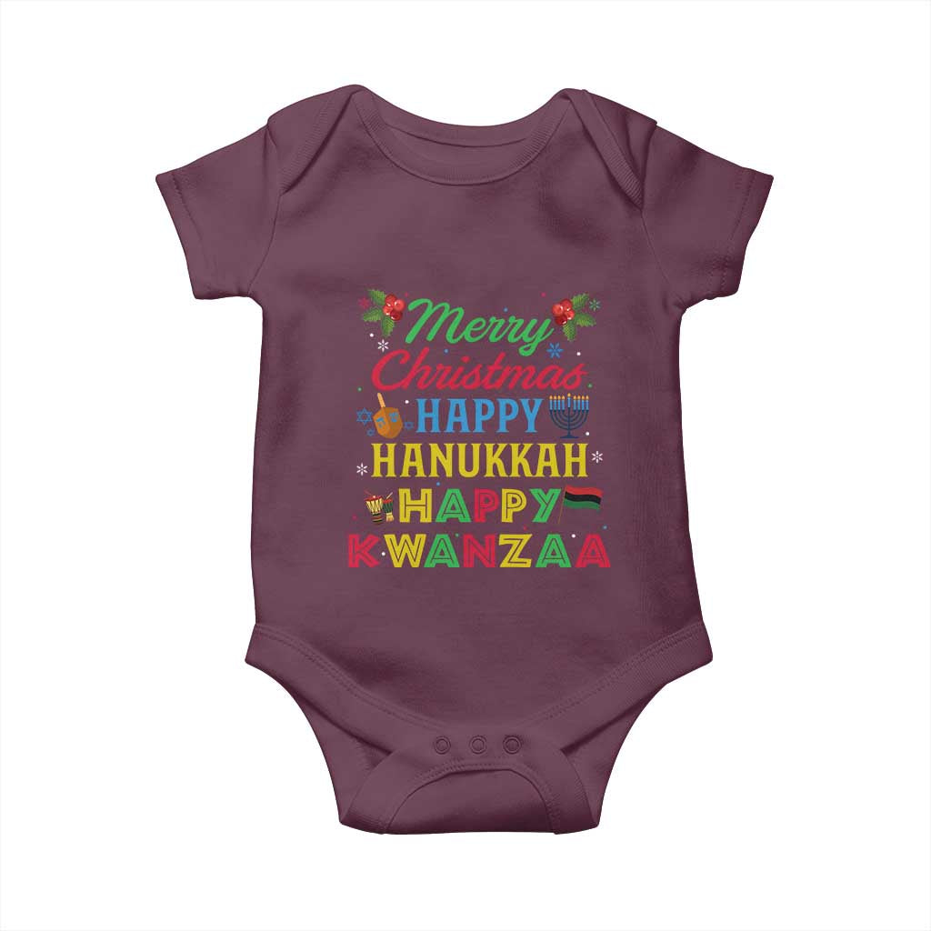 Merry Christmas Hanukkah Kwanzaa Baby Onesie Funny Holiday Gift - Wonder Print Shop