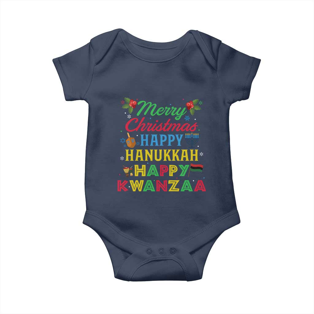 Merry Christmas Hanukkah Kwanzaa Baby Onesie Funny Holiday Gift - Wonder Print Shop