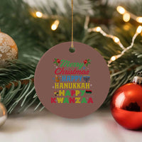 Merry Christmas Hanukkah Kwanzaa Ceramic Ornament Funny Holiday Gift - Wonder Print Shop