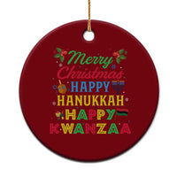 Merry Christmas Hanukkah Kwanzaa Ceramic Ornament Funny Holiday Gift - Wonder Print Shop