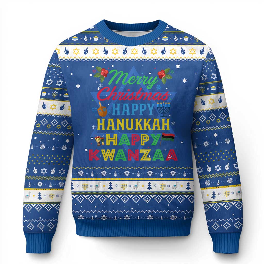 Merry Christmahanakwanzika Hanukkah Ugly Sweater Funny Holiday Gift - Wonder Print Shop