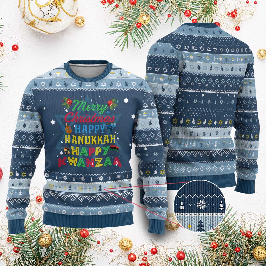 Merry Christmahanakwanzika Hanukkah Ugly Sweater Funny Holiday Gift - Wonder Print Shop