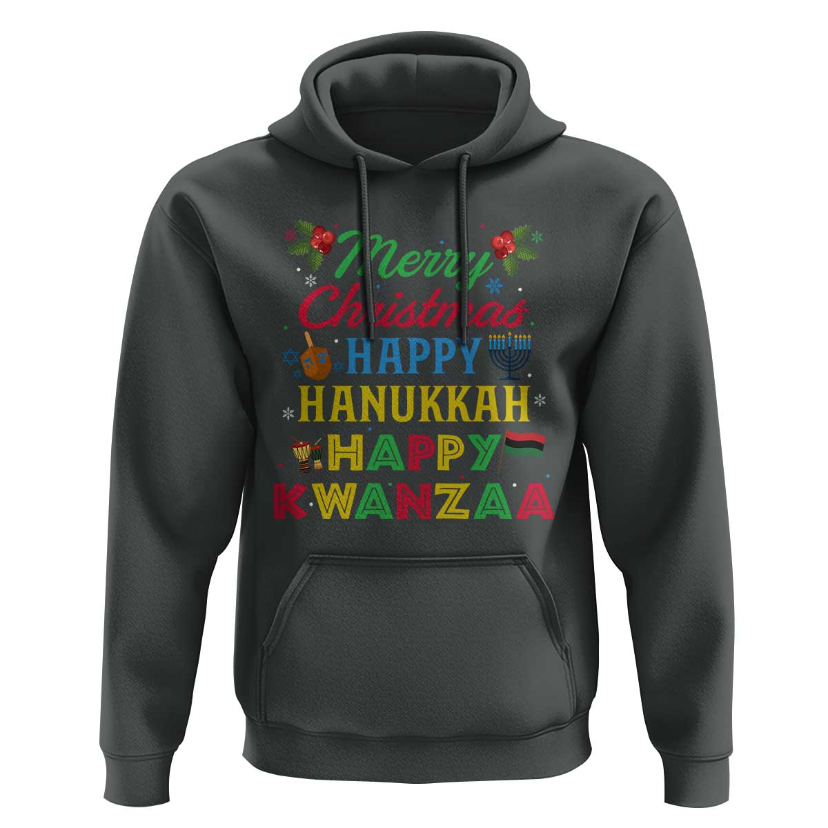 Merry Christmas Hanukkah Kwanzaa Hoodie Funny Holiday Gift - Wonder Print Shop