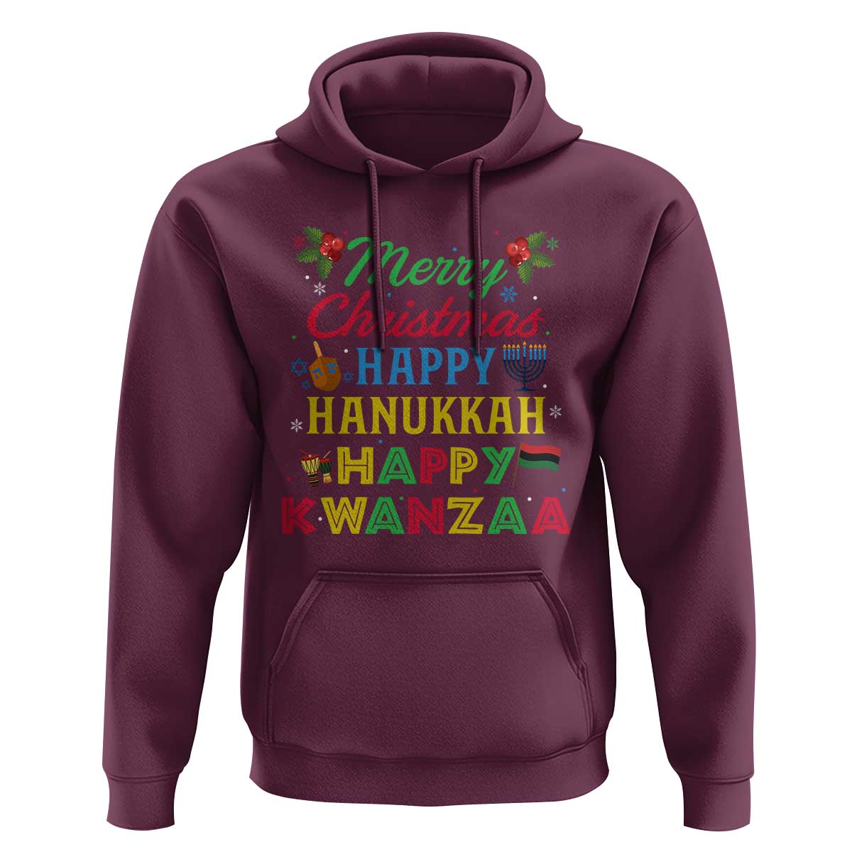 Merry Christmas Hanukkah Kwanzaa Hoodie Funny Holiday Gift - Wonder Print Shop