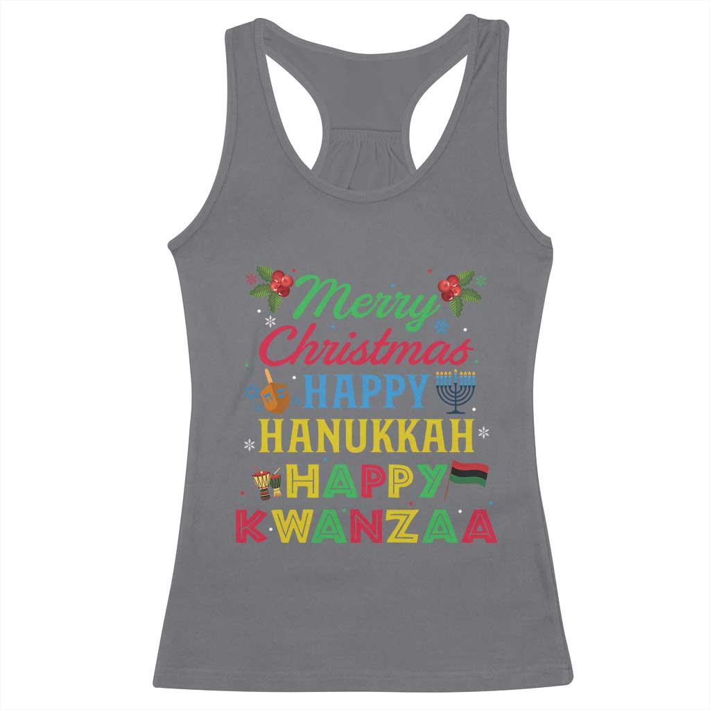 Merry Christmas Hanukkah Kwanzaa Racerback Tank Top Funny Holiday Gift - Wonder Print Shop
