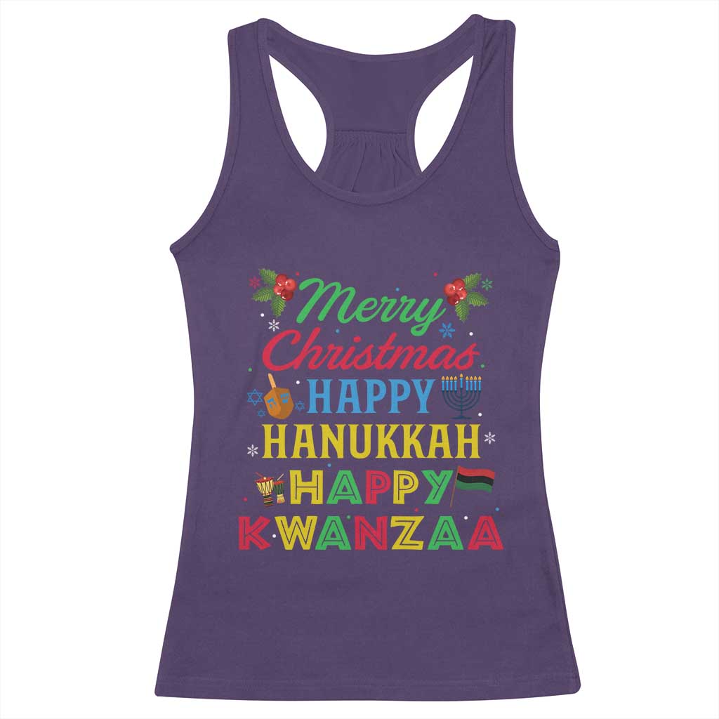 Merry Christmas Hanukkah Kwanzaa Racerback Tank Top Funny Holiday Gift - Wonder Print Shop