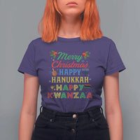 Merry Christmas Hanukkah Kwanzaa T Shirt For Women Funny Holiday Gift - Wonder Print Shop