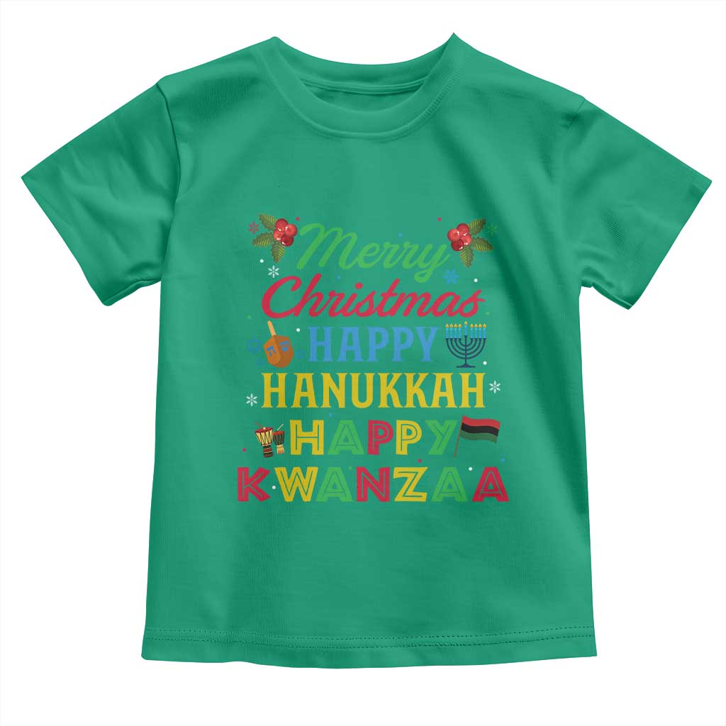 Merry Christmas Hanukkah Kwanzaa Toddler T Shirt Funny Holiday Gift - Wonder Print Shop