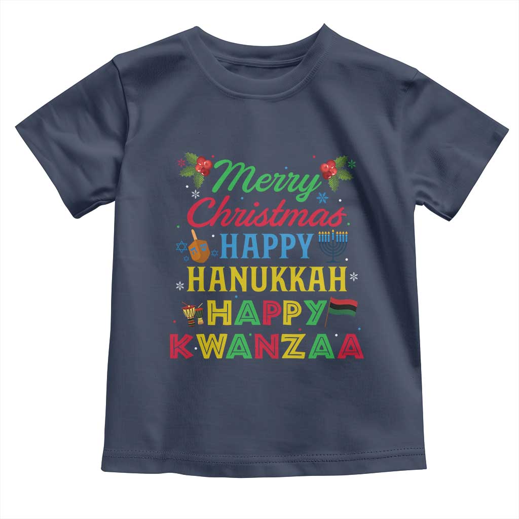 Merry Christmas Hanukkah Kwanzaa Toddler T Shirt Funny Holiday Gift - Wonder Print Shop