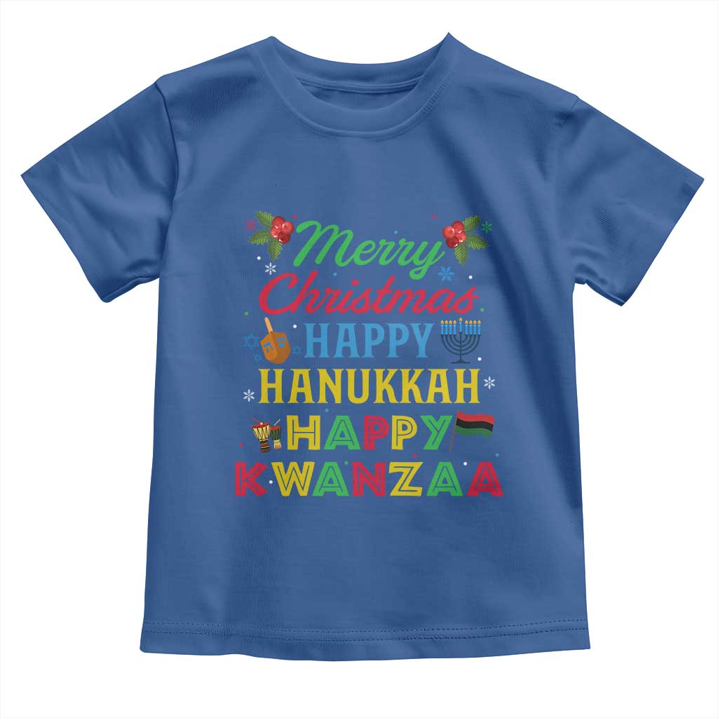 Merry Christmas Hanukkah Kwanzaa Toddler T Shirt Funny Holiday Gift - Wonder Print Shop