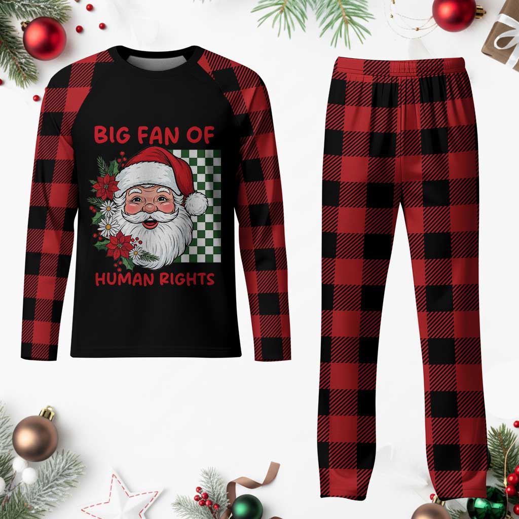 Christmas Cute Santa Big Fan Of Human Rights Gift Plaid Pajama Set - Wonder Print Shop