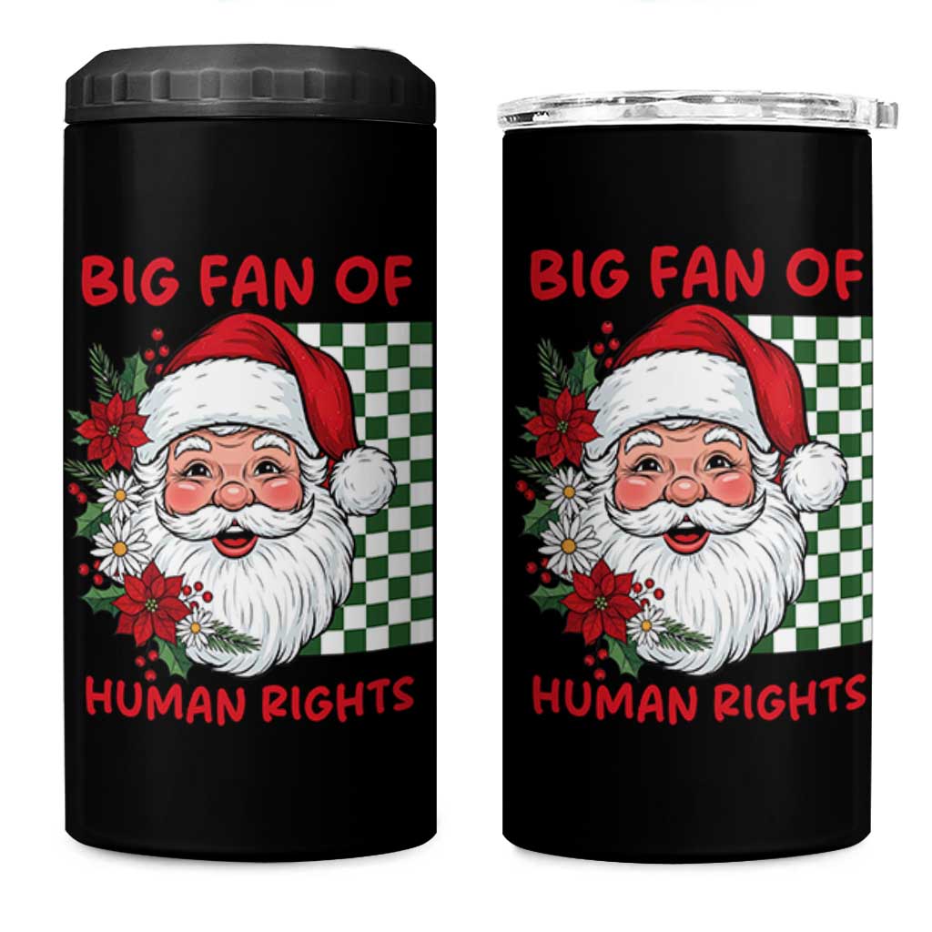 Christmas Cute Santa Big Fan Of Human Rights Gift 4 in 1 Can Cooler Tumbler - Wonder Print Shop