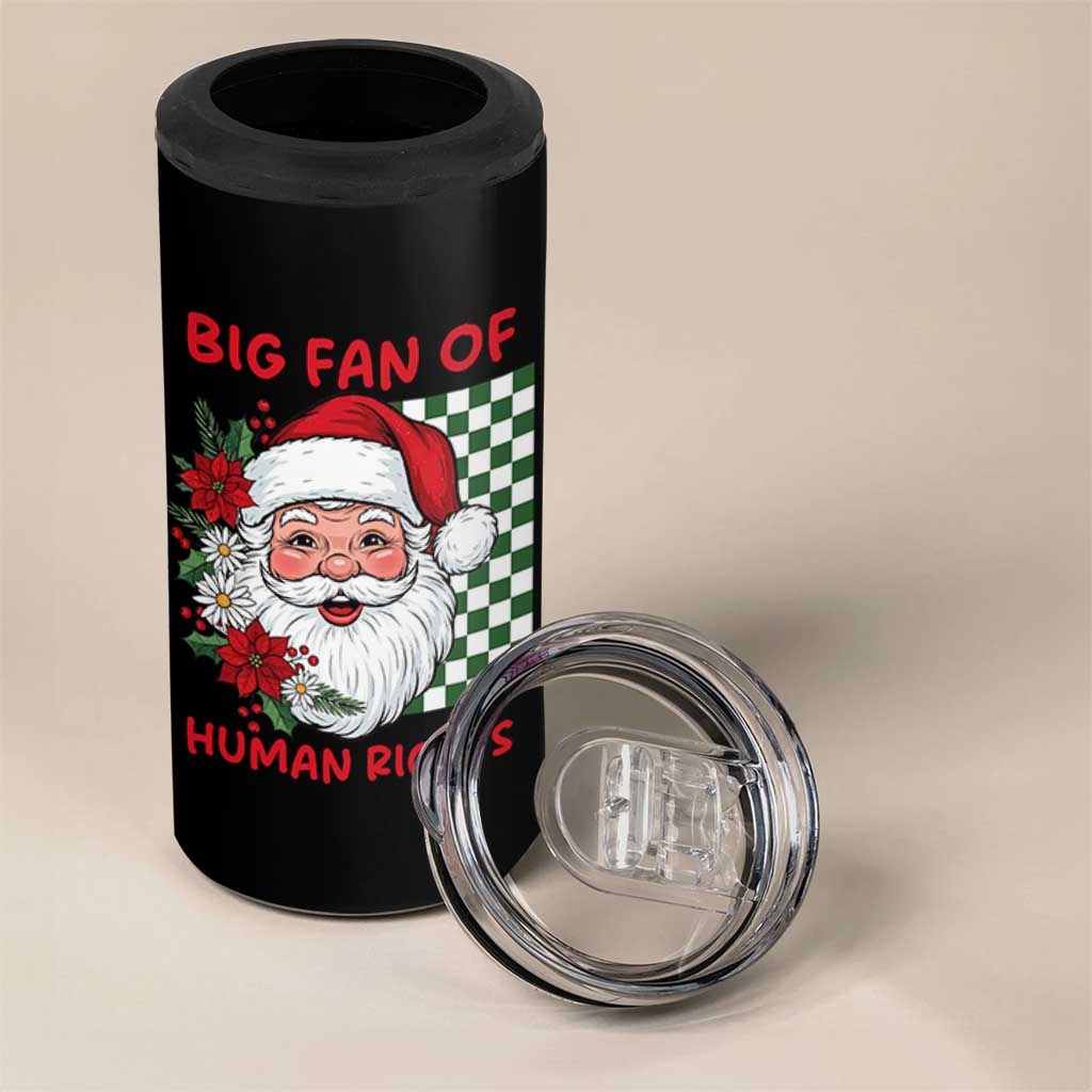 Christmas Cute Santa Big Fan Of Human Rights Gift 4 in 1 Can Cooler Tumbler - Wonder Print Shop
