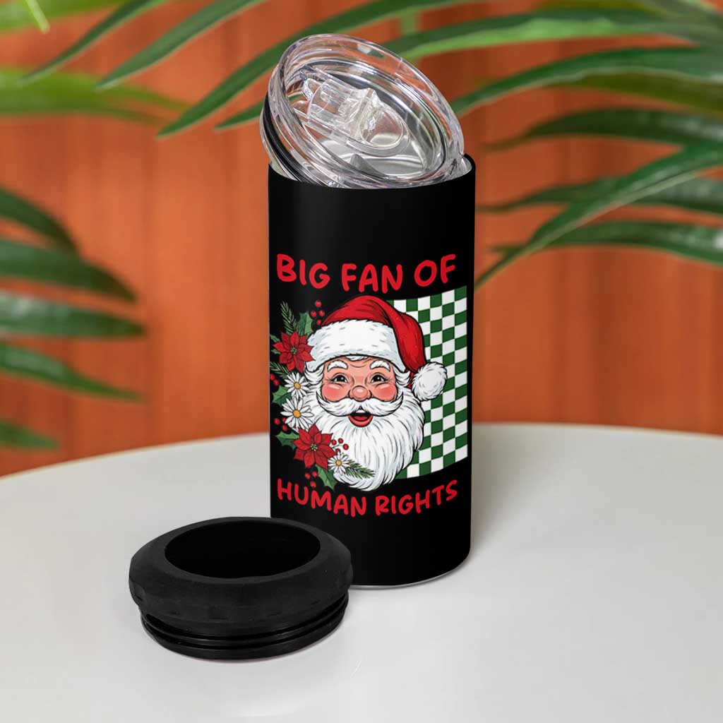 Christmas Cute Santa Big Fan Of Human Rights Gift 4 in 1 Can Cooler Tumbler - Wonder Print Shop