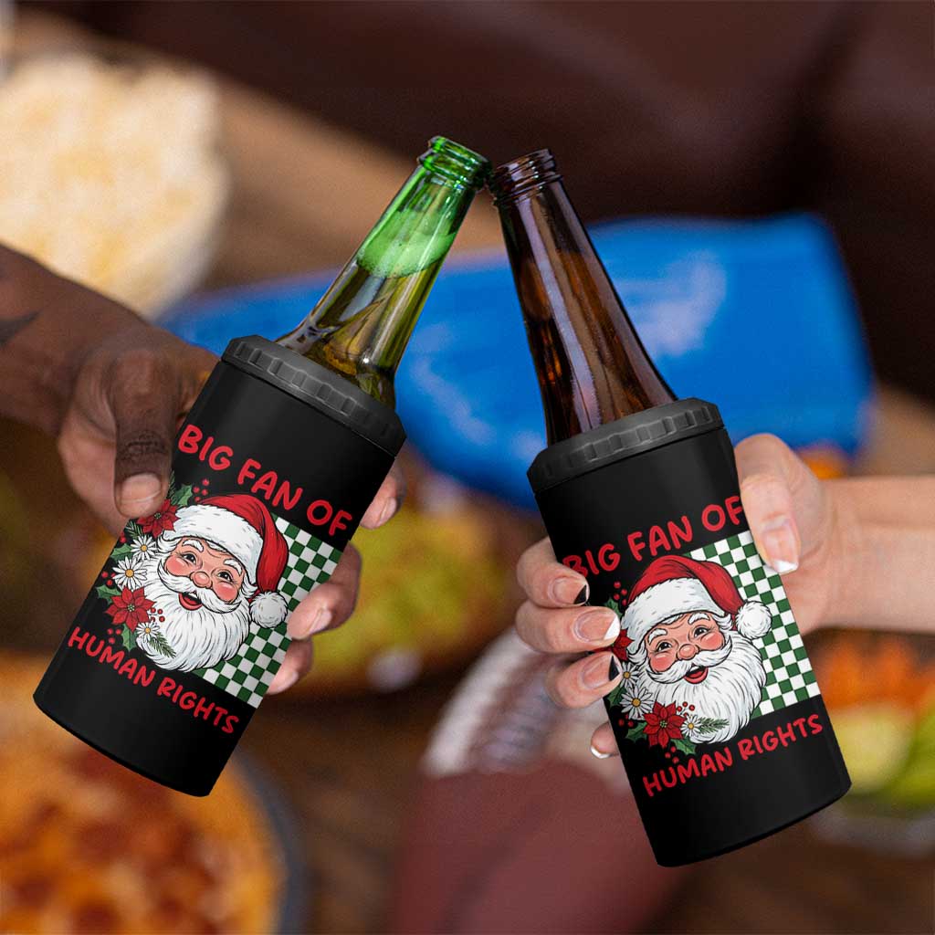 Christmas Cute Santa Big Fan Of Human Rights Gift 4 in 1 Can Cooler Tumbler - Wonder Print Shop