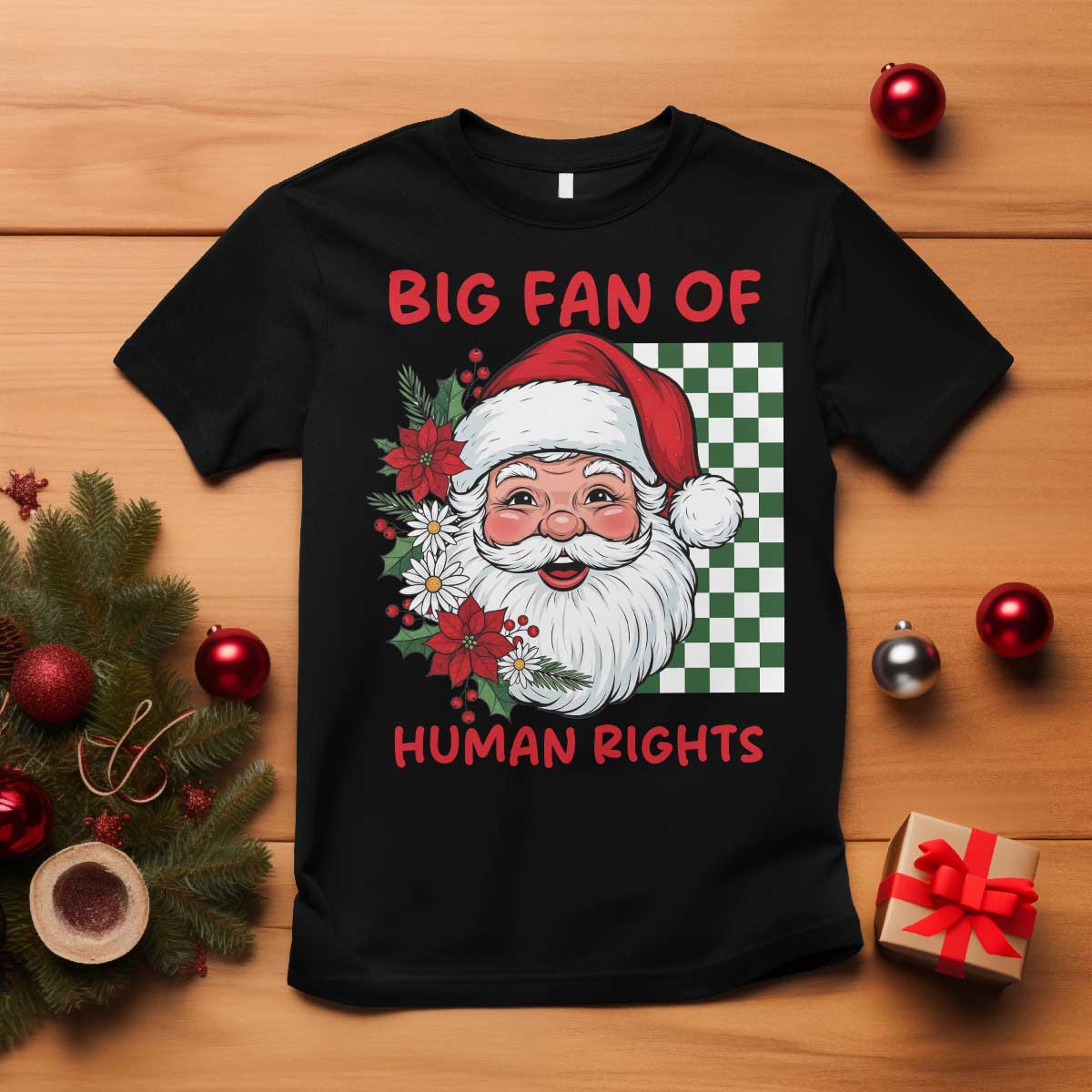 Christmas Cute Santa Big Fan Of Human Rights Gift T Shirt - Wonder Print Shop