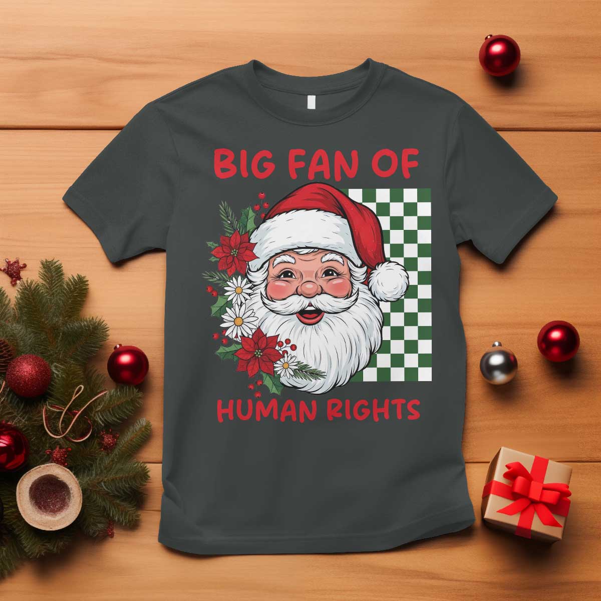 Christmas Cute Santa Big Fan Of Human Rights Gift T Shirt - Wonder Print Shop