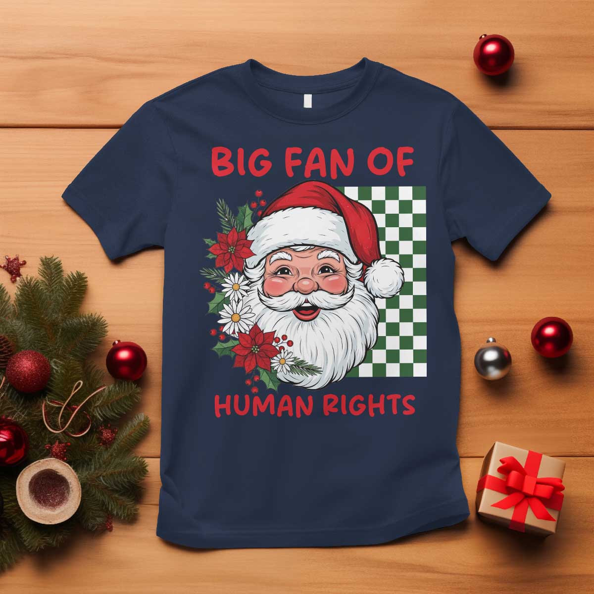 Christmas Cute Santa Big Fan Of Human Rights Gift T Shirt - Wonder Print Shop