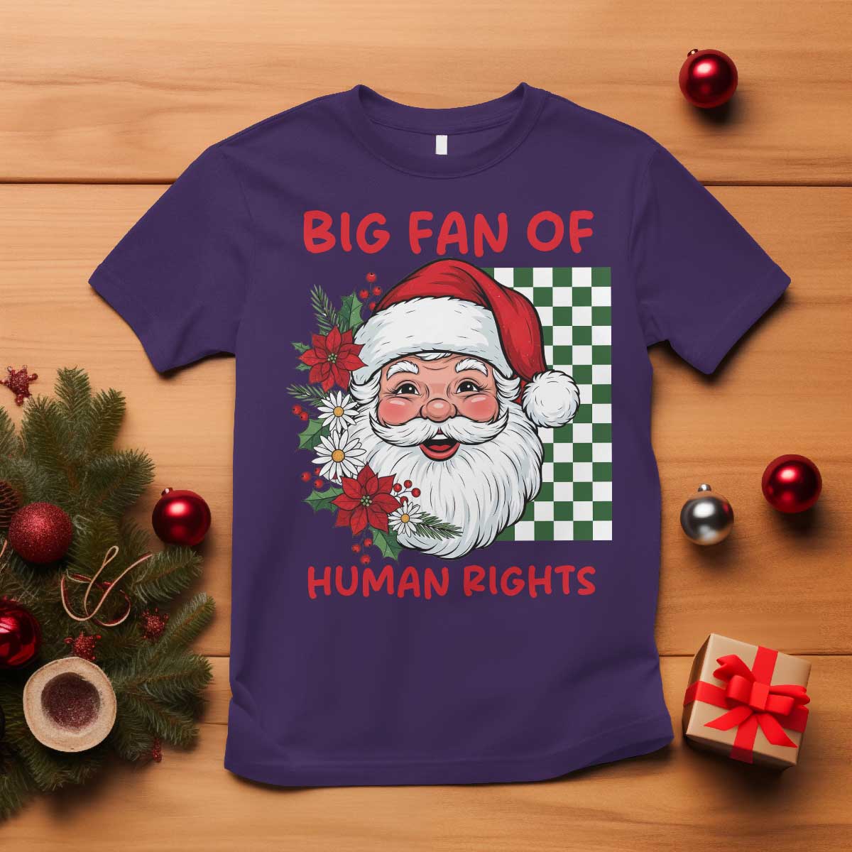 Christmas Cute Santa Big Fan Of Human Rights Gift T Shirt - Wonder Print Shop