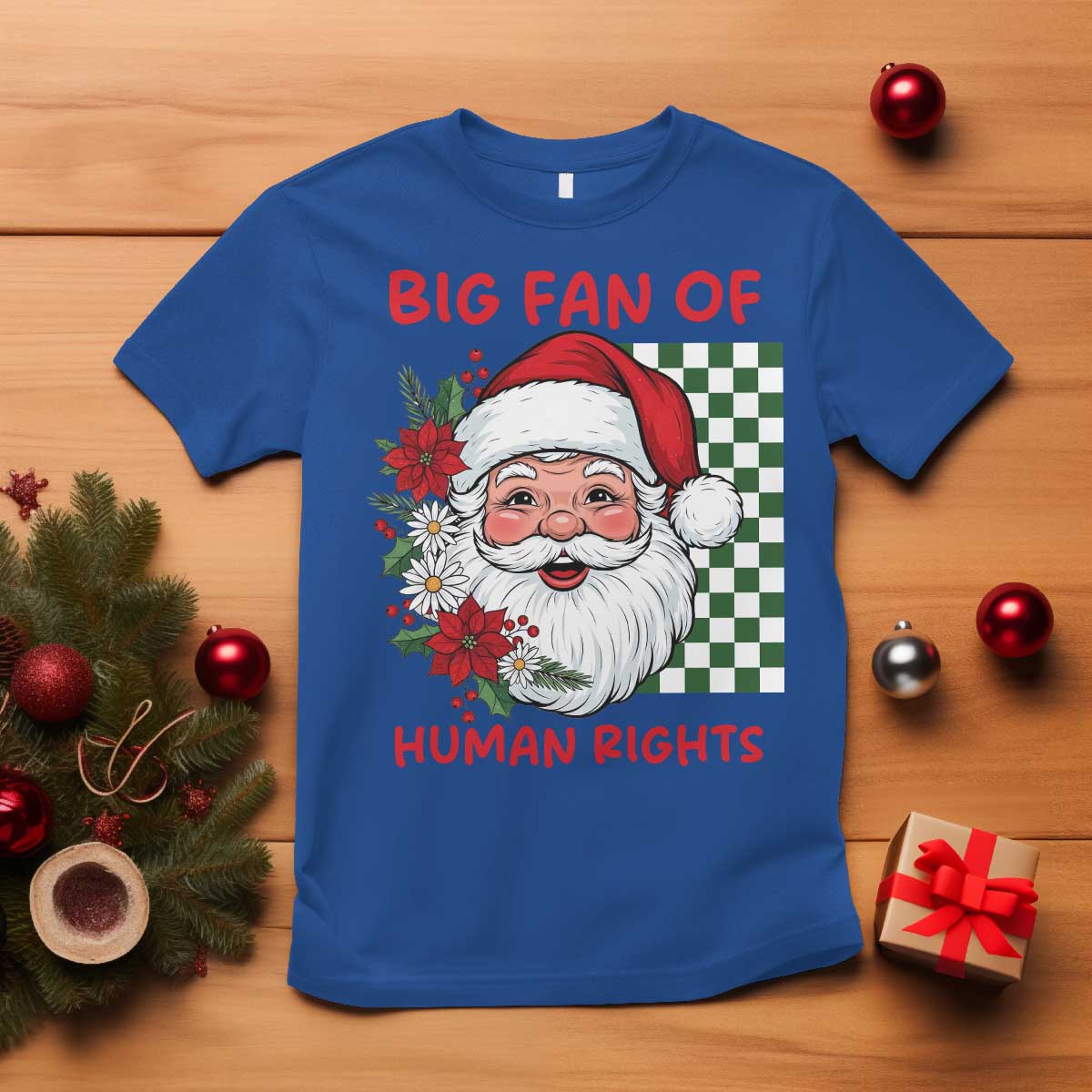 Christmas Cute Santa Big Fan Of Human Rights Gift T Shirt - Wonder Print Shop