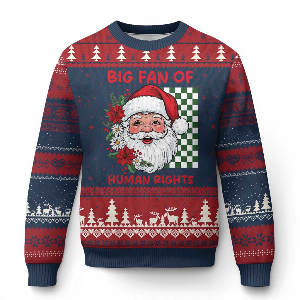 Xmas Cute Santa Big Fan Of Human Rights Gift Ugly Christmas Sweater - Wonder Print Shop