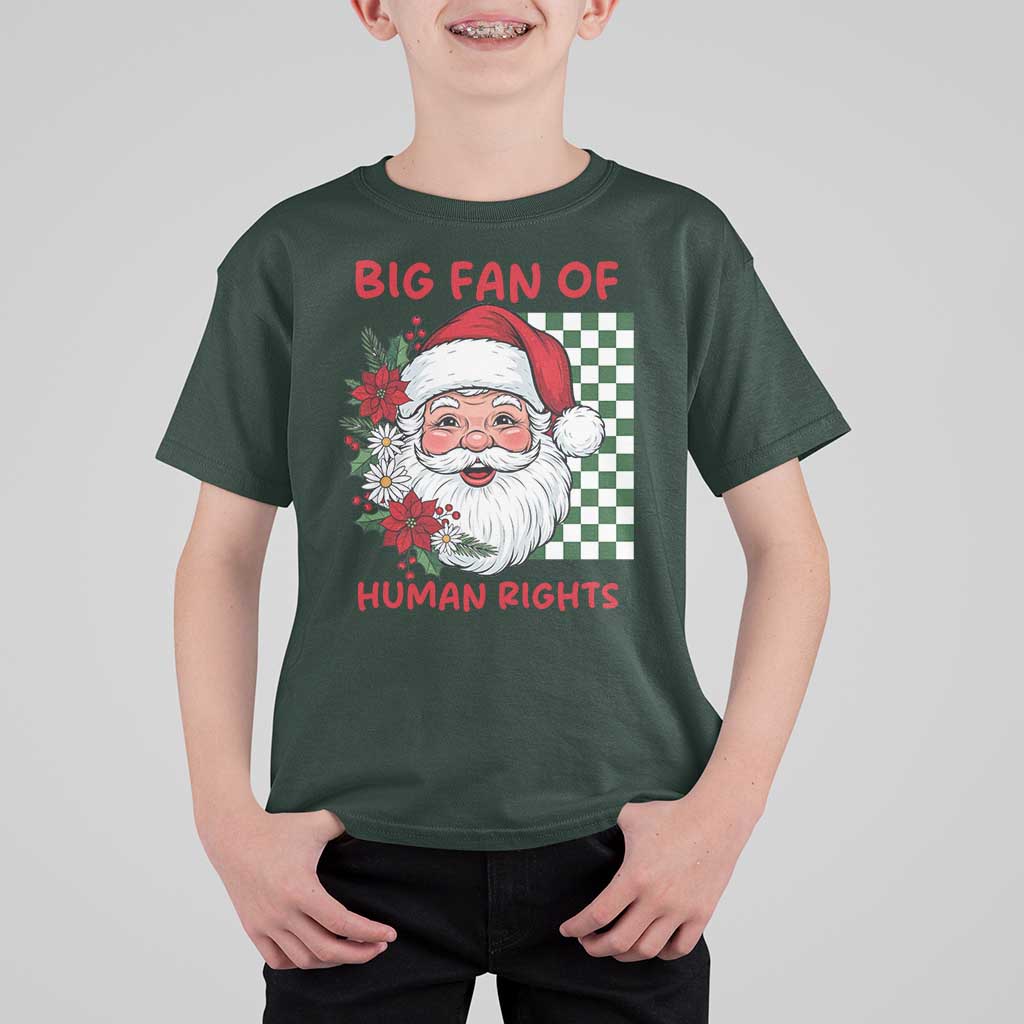 Christmas Cute Santa Big Fan Of Human Rights Gift T Shirt For Kid - Wonder Print Shop