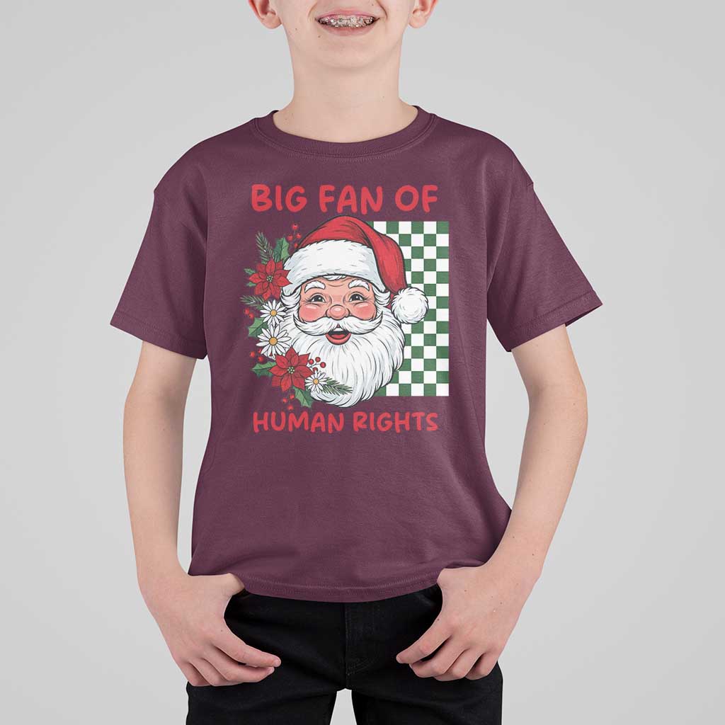 Christmas Cute Santa Big Fan Of Human Rights Gift T Shirt For Kid - Wonder Print Shop