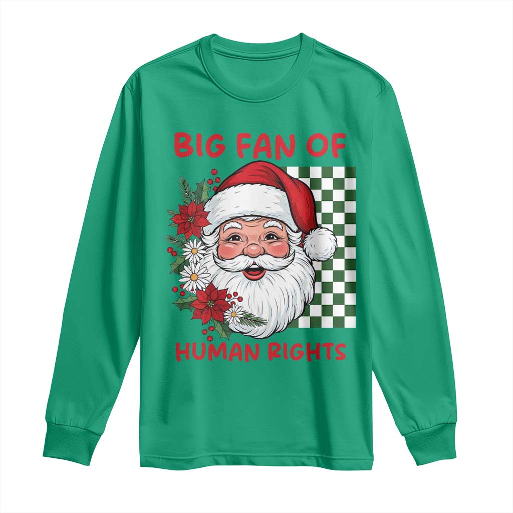 Christmas Cute Santa Big Fan Of Human Rights Gift Long Sleeve Shirt - Wonder Print Shop