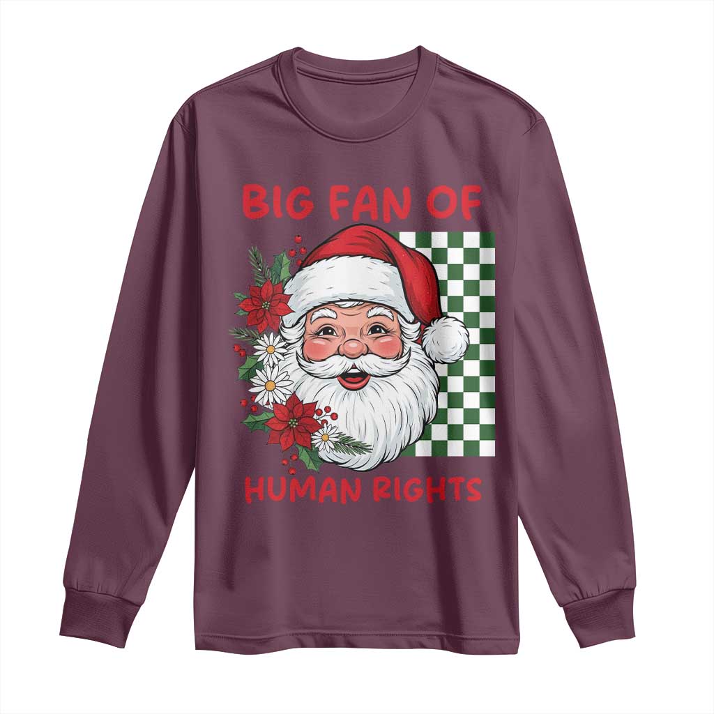 Christmas Cute Santa Big Fan Of Human Rights Gift Long Sleeve Shirt - Wonder Print Shop