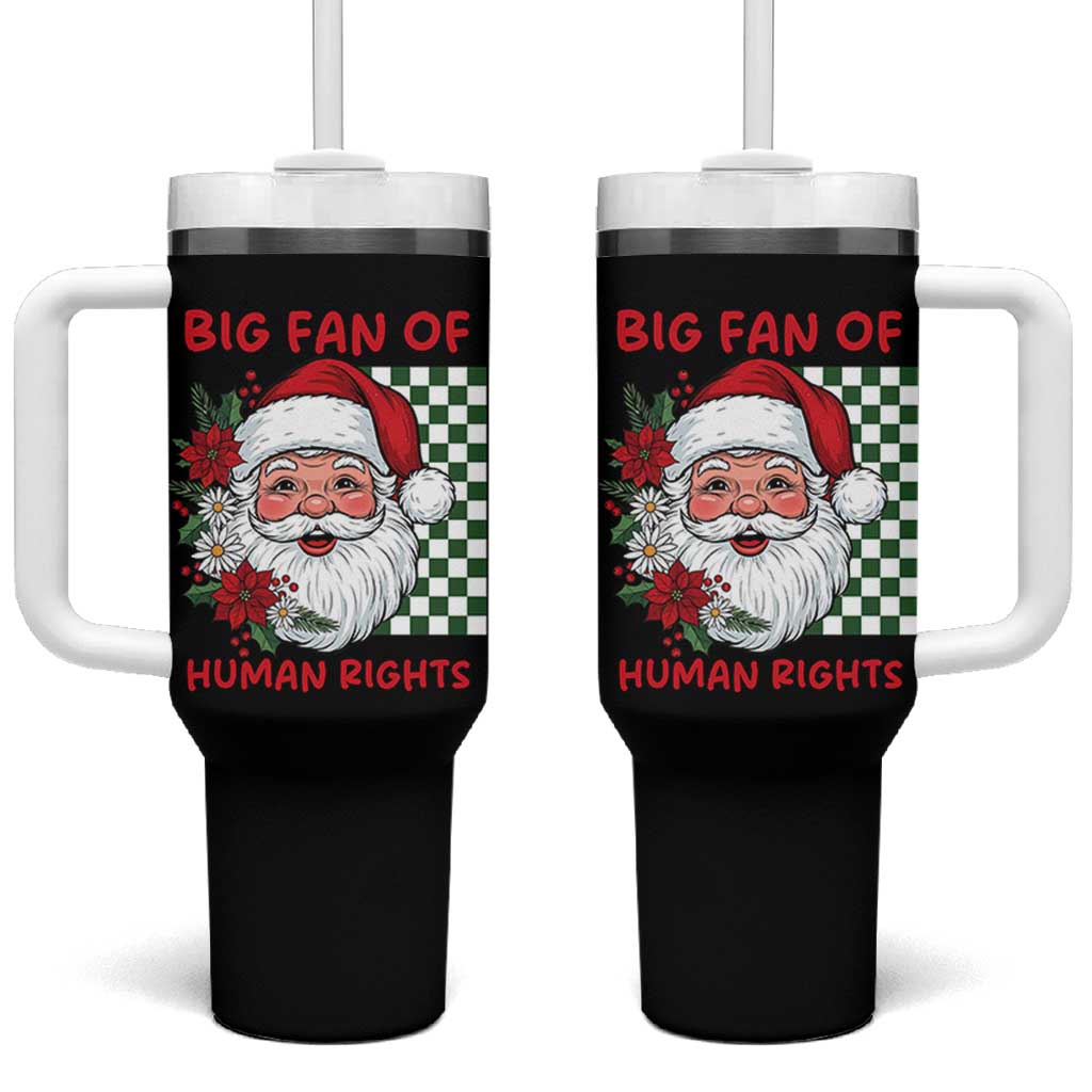 Christmas Cute Santa Big Fan Of Human Rights Gift Tumbler With Handle - Wonder Print Shop