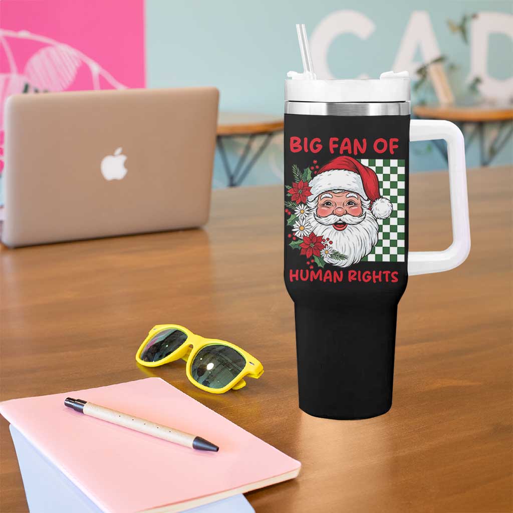 Christmas Cute Santa Big Fan Of Human Rights Gift Tumbler With Handle - Wonder Print Shop