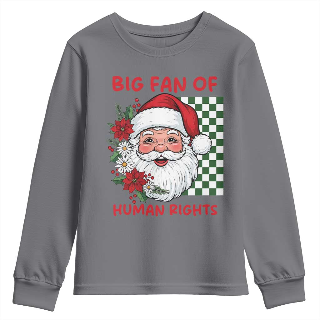 Christmas Cute Santa Big Fan Of Human Rights Gift Youth Sweatshirt - Wonder Print Shop
