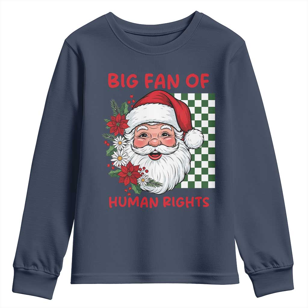 Christmas Cute Santa Big Fan Of Human Rights Gift Youth Sweatshirt - Wonder Print Shop