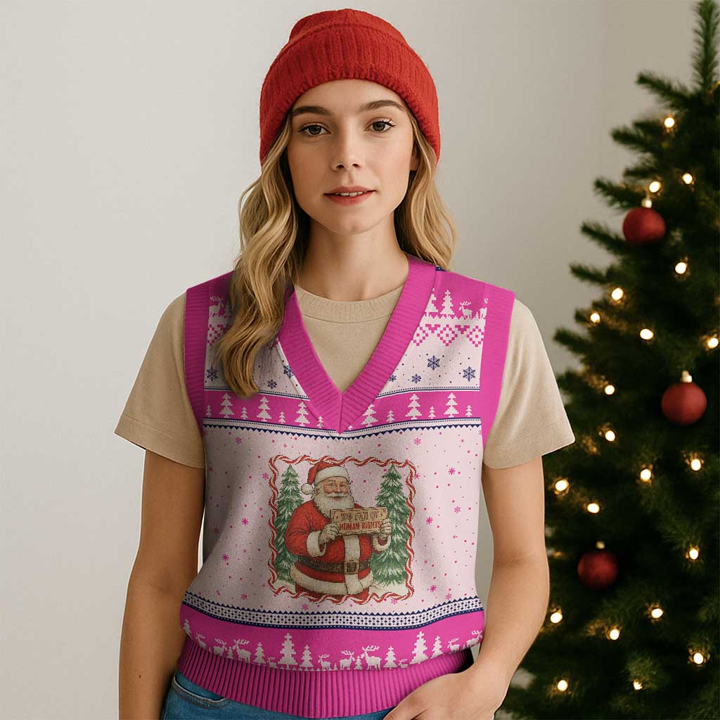 Xmas Gift For Big Fans Of Human Rights And Activism V-Neck Knit Sweater Vest - Wonder Print Shop