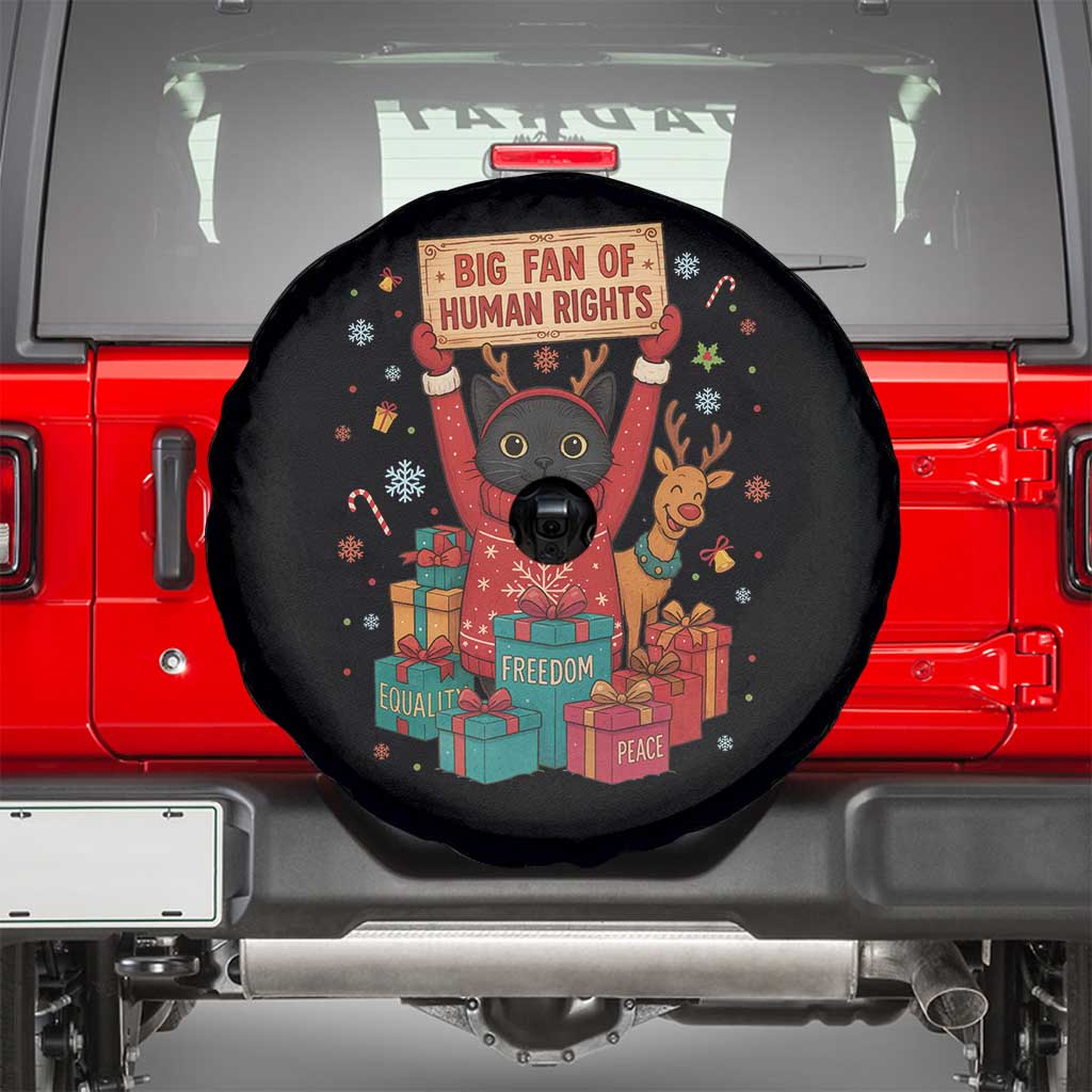 Cute Santa Cat Big Fan Of Human Rights Spare Tire Cover Christmas Supporters - Wonder Print Shop