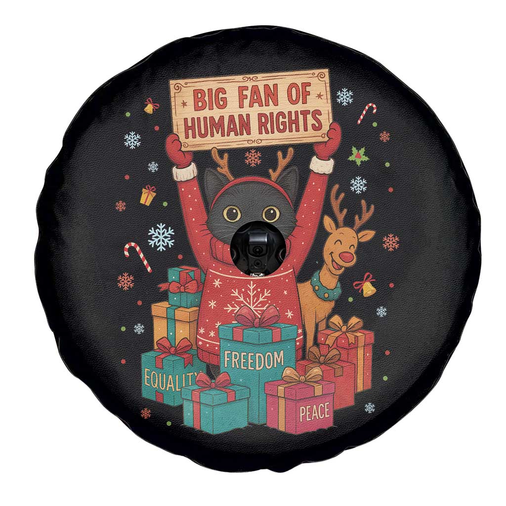 Cute Santa Cat Big Fan Of Human Rights Spare Tire Cover Christmas Supporters - Wonder Print Shop