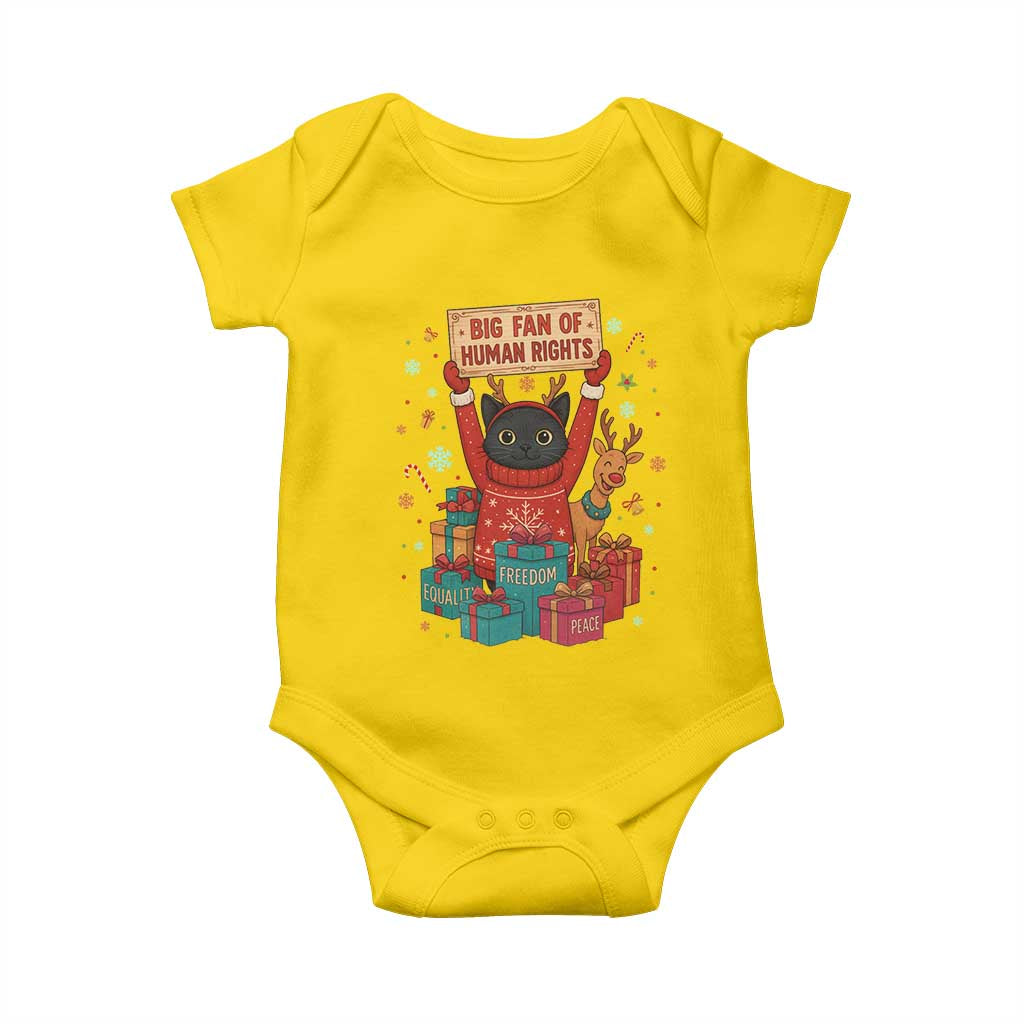 Cute Santa Cat Big Fan Of Human Rights Baby Onesie Christmas Supporters - Wonder Print Shop