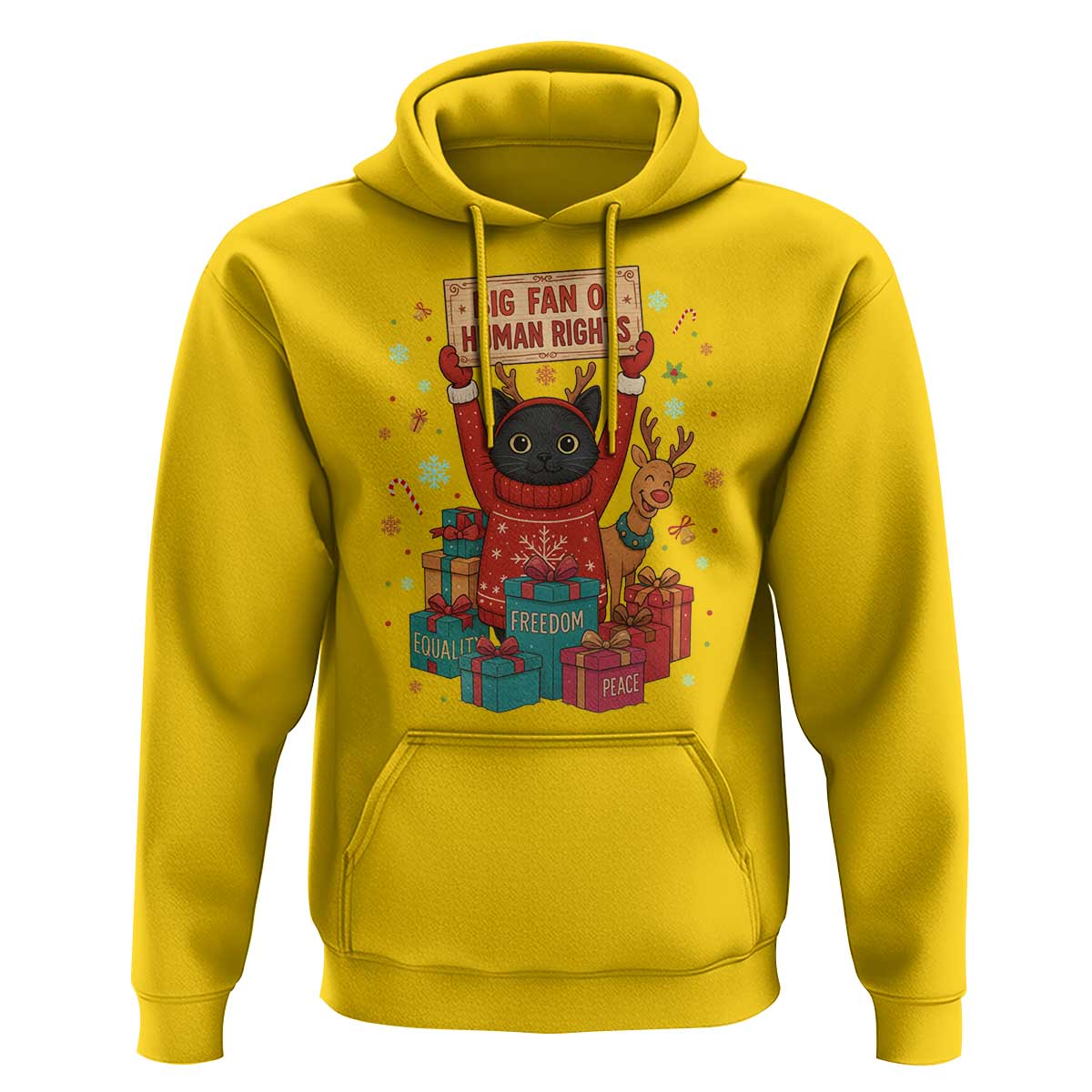 Cute Santa Cat Big Fan Of Human Rights Hoodie Christmas Supporters - Wonder Print Shop